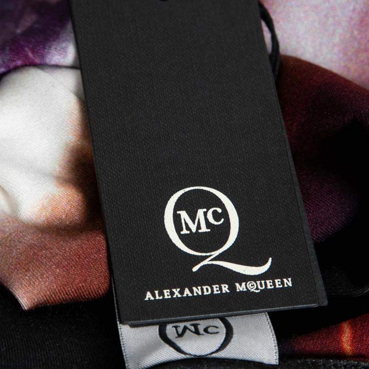 Pre Owned Alexander McQueen Black Engineered Lightning Print Stretch Knit Bodycon Dress XS