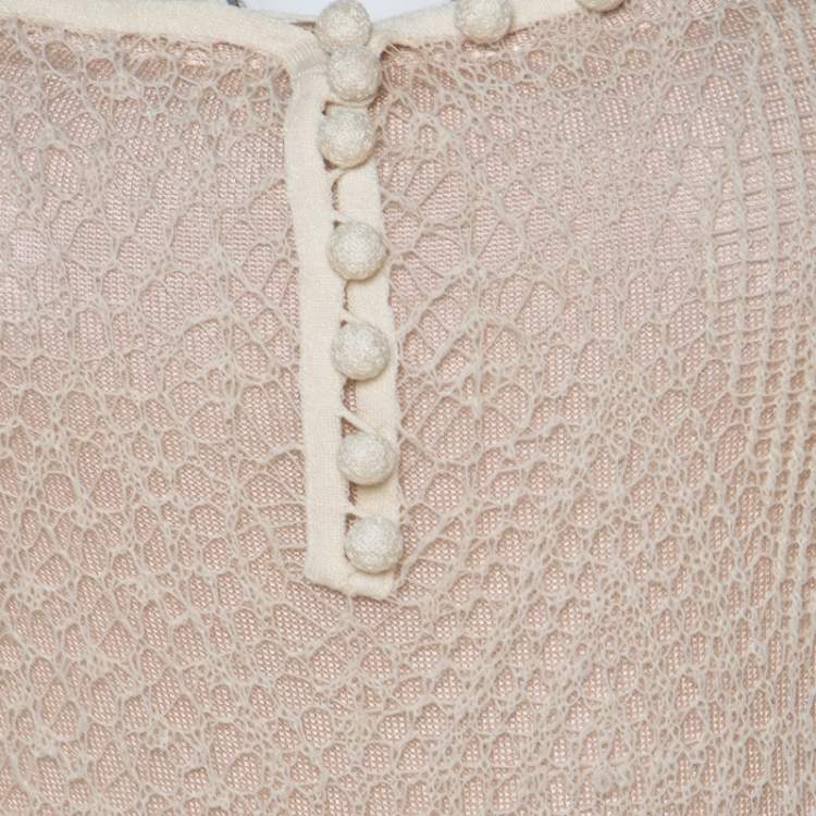 Pre Owned Alexander McQueen Ecru Crochet Knit Wool Lace Shetland Maxi Dress XS