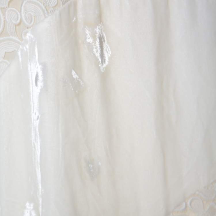 Pre Owned Alexander McQueen Ivory White Velvet & Lace Ruffle Collar Dress M