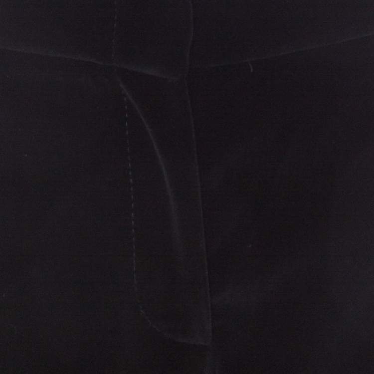 Pre Owned Alexander McQueen Black Silk Blend Velvet Wide Leg Trousers L 