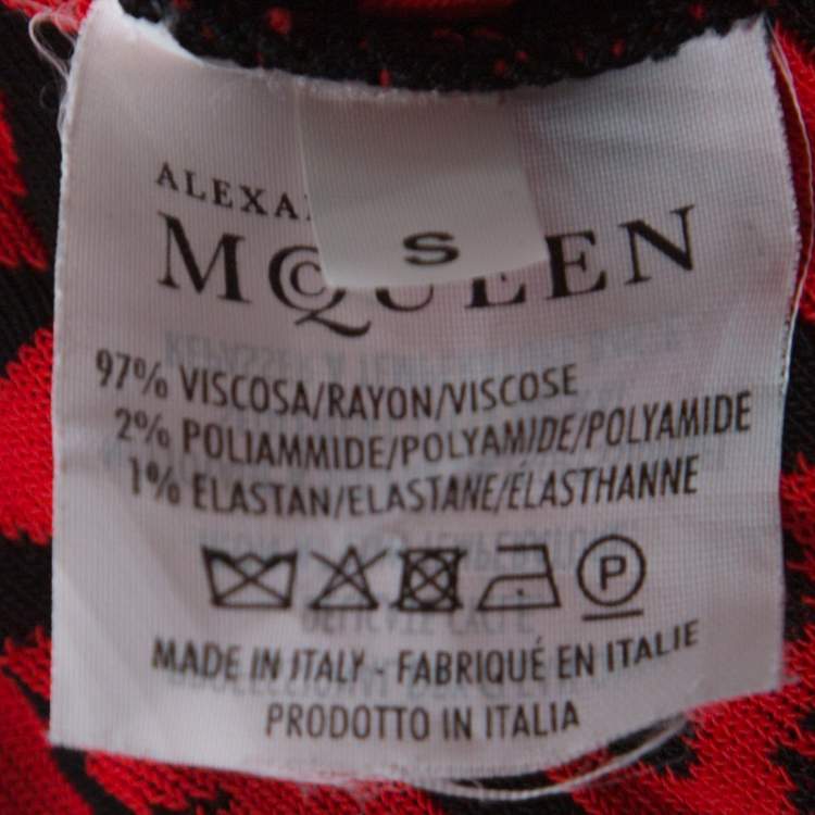 Pre Owned Alexander McQueen Black and Red Printed Knit Jogger Pants S 