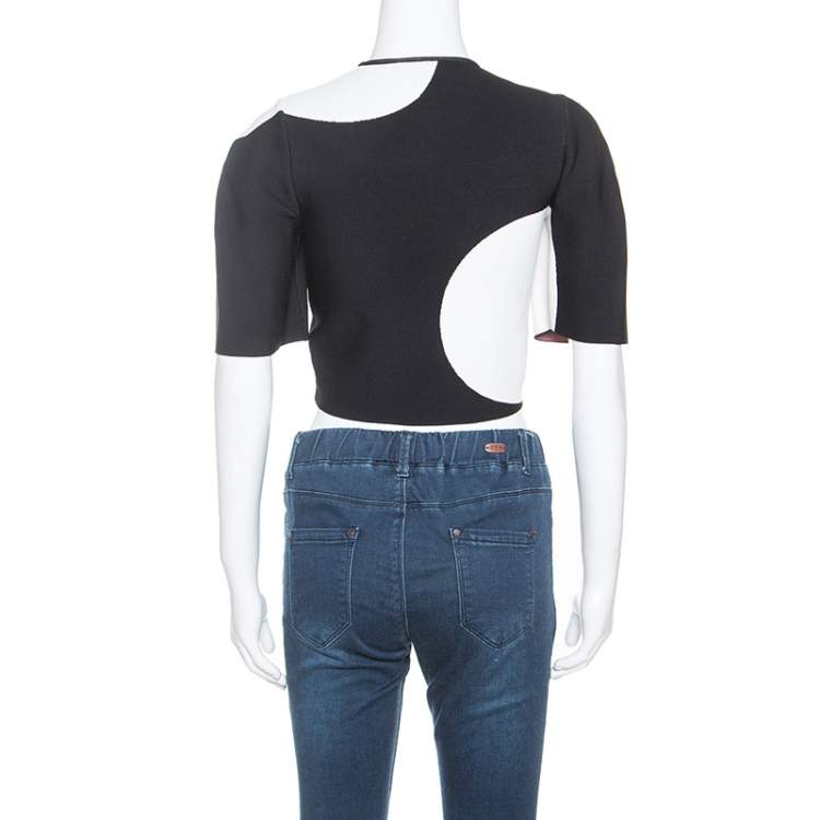 مملوكة مسبقًا Alexander McQueen Monochrome Jacquard Knit Cropped Top S