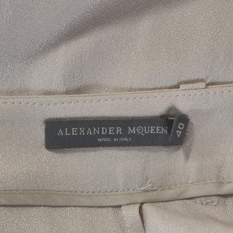 Pre Owned Alexander McQueen Cream Sheen Silk Balloon Pants S 