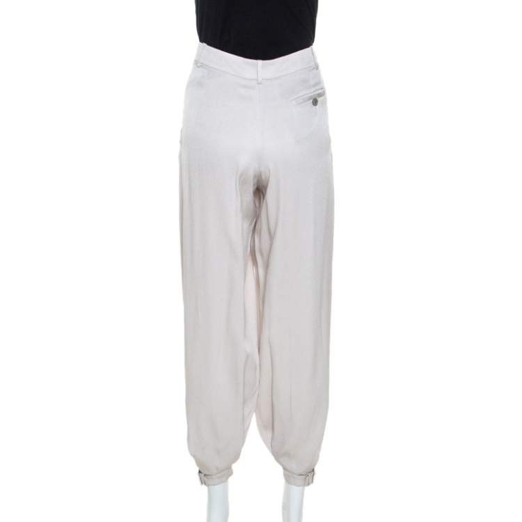 Pre Owned Alexander McQueen Cream Sheen Silk Balloon Pants S 