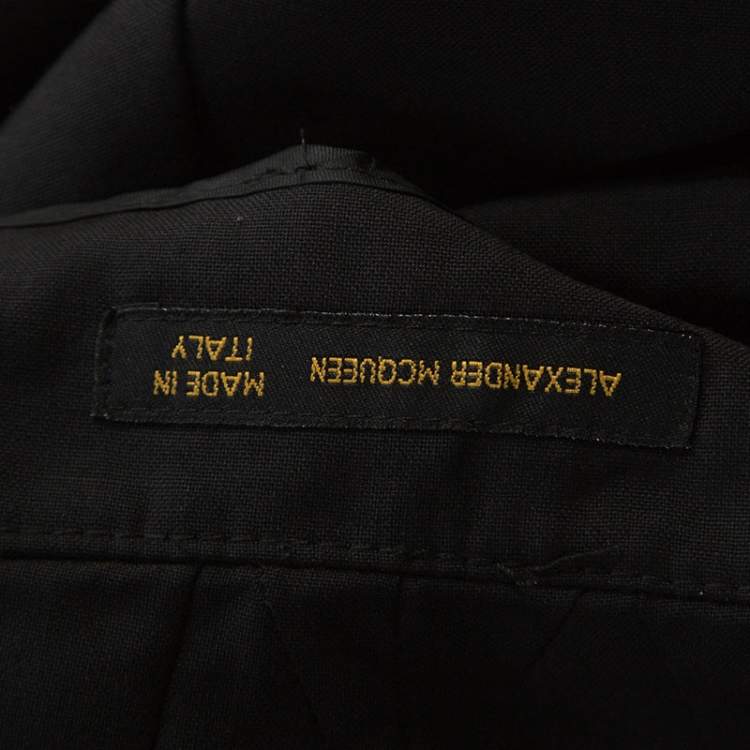 Pre Owned Alexander McQueen Black Wool Wide Leg Flared Trousers S
