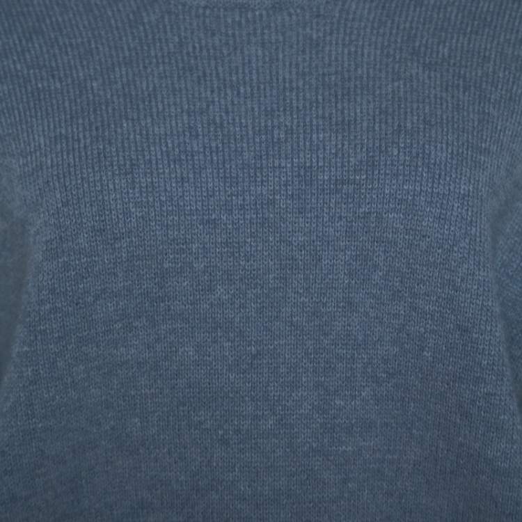 Pre Owned Stella McCartney Pale Blue Wool Cut Out Detail Sweater M