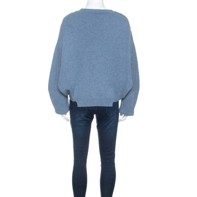 Pre Owned Stella McCartney Pale Blue Wool Cut Out Detail Sweater M