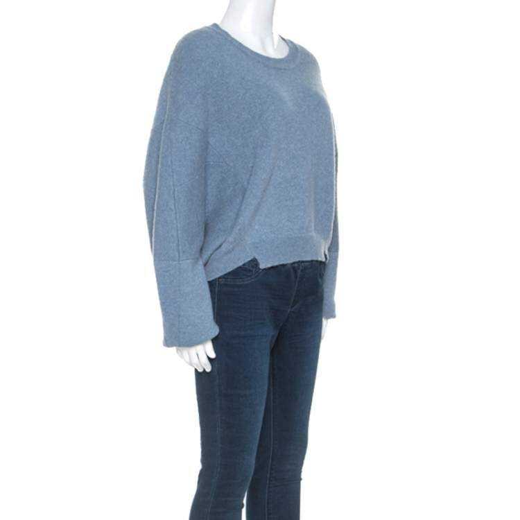 Pre Owned Stella McCartney Pale Blue Wool Cut Out Detail Sweater M