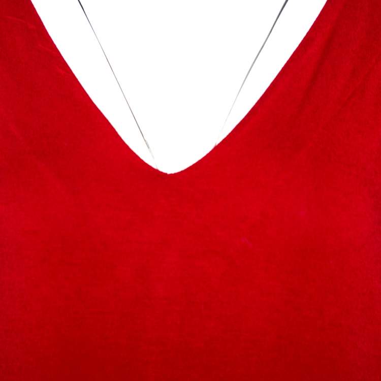 Pre Owned Alexander McQueen Red Stretch Knit Sleeveless Fitted Dress S