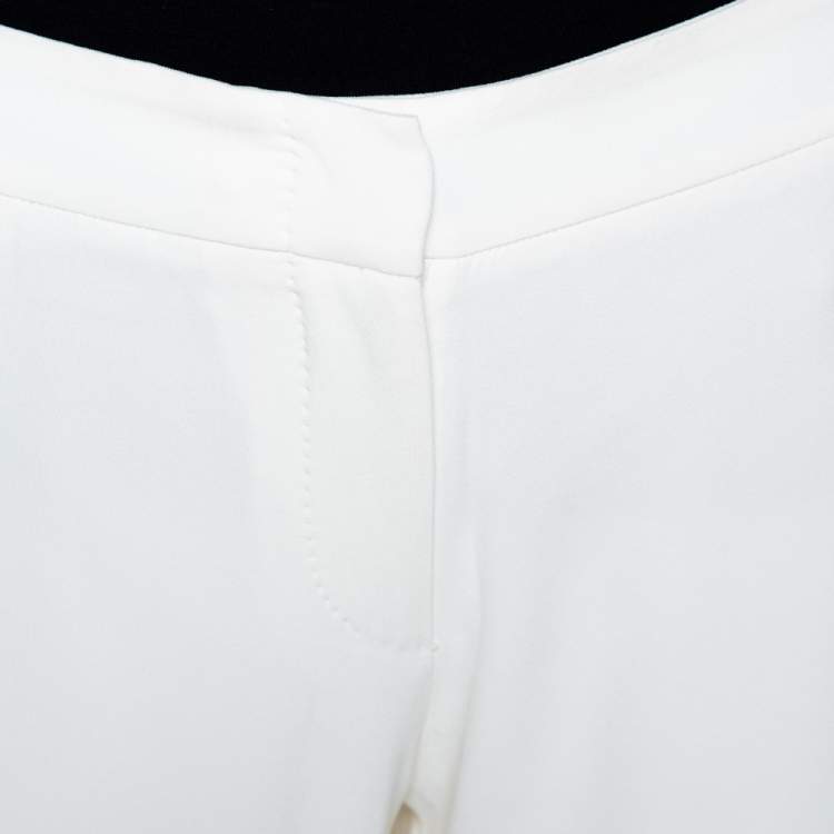 Pre Owned Alexander McQueen Cream Crepe Straight Leg Trousers M