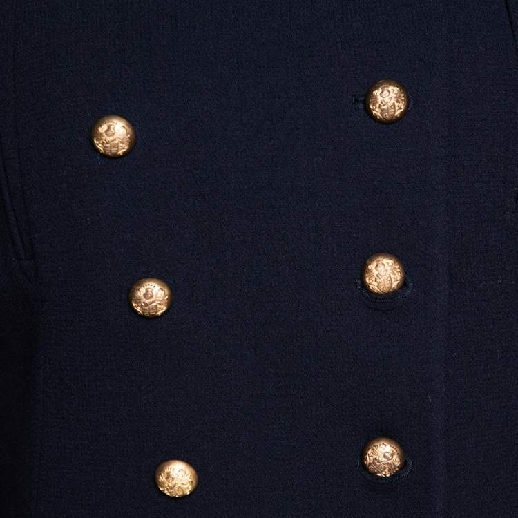 Pre Owned Alexander McQueen Navy Blue Fleece Wool Double Breasted Tailcoat M