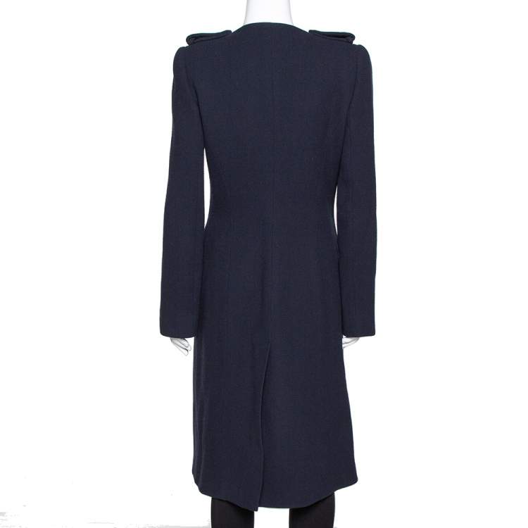 Pre Owned Alexander McQueen Navy Blue Fleece Wool Double Breasted Tailcoat M