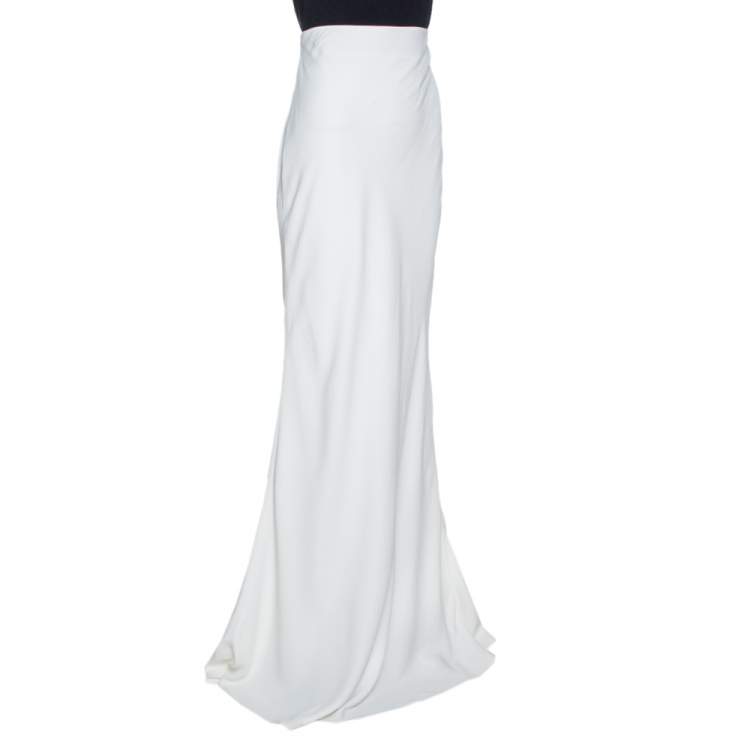 white high waisted maxi skirt
