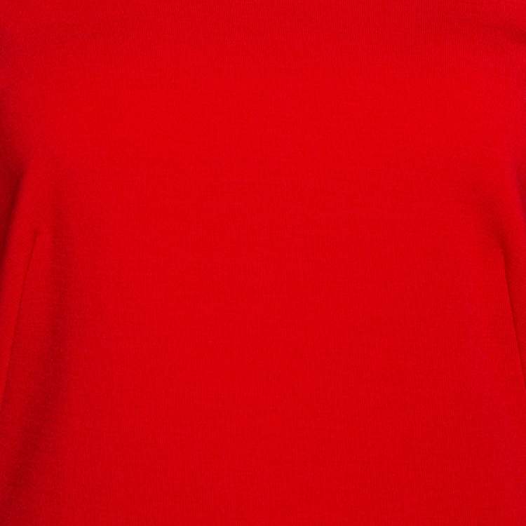 Pre Owned Alexander McQueen Red Wool Jersey Long Sleeve Flared Dress M 