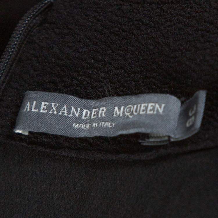 Pre Owned Alexander McQueen Black Silk Long Sleeve Peplum Gown S