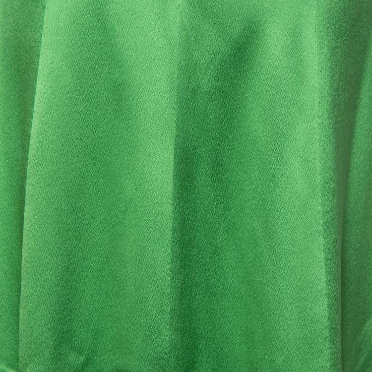 Pre Owned Alexander McQueen Green Silk Satin Sleeveless Shift Dress M