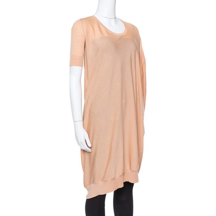 Pre Owned Alexander McQueen Beige Draped Knit Asymmetric Top S 