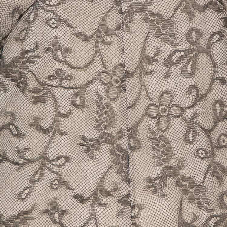 Pre Owned Alexander McQueen Black & Cream Ruffled Lace Gown M