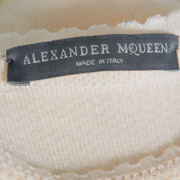مملوكة مسبقًا Alexander McQueen Cream Jacquard Knit Fitted Dress S