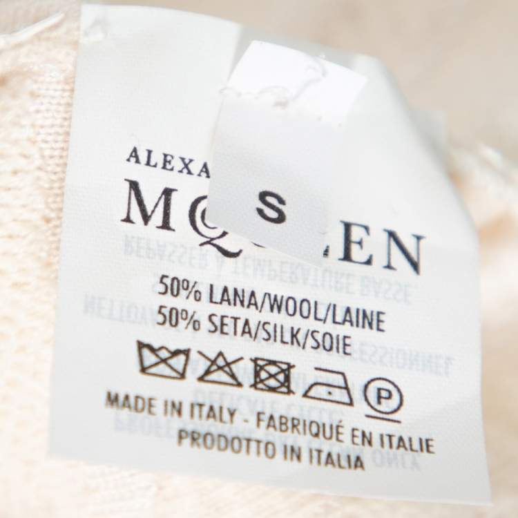 مملوكة مسبقًا Alexander McQueen Cream Jacquard Knit Fitted Dress S