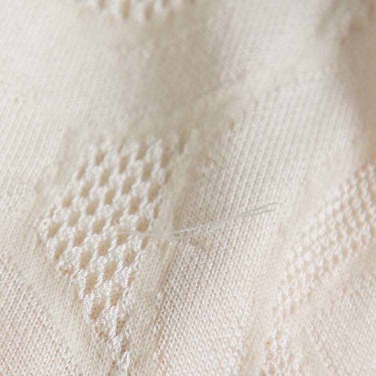 مملوكة مسبقًا Alexander McQueen Cream Jacquard Knit Fitted Dress S