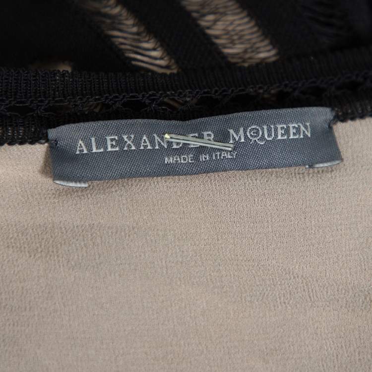 Pre Owned Alexander McQueen Black Knit Sheer Detail Sleeveless Maxi Dress S