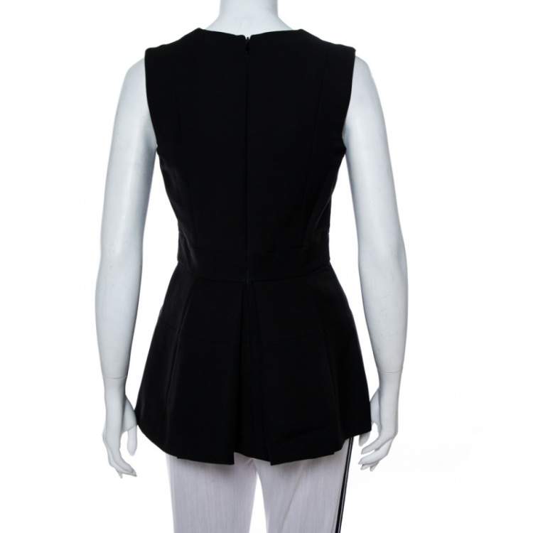 Pre Owned Alexander McQueen Black V Neck Sleeveless Peplum Top M