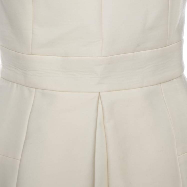 Pre Owned Alexander McQueen Cream V Neck Sleeveless Peplum Top M