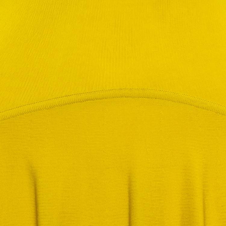 Pre Owned Alexander McQueen Yellow Knit Asymmetrical Hem Detail Skater Dress M