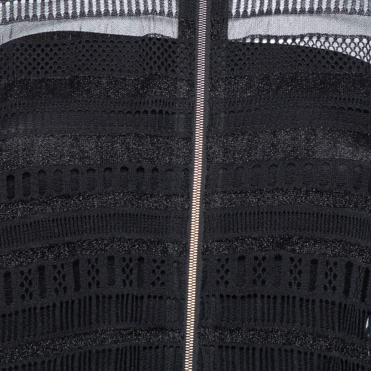 Pre Owned Alexander McQueen Black Lace Sheer Macrame` Jacket M