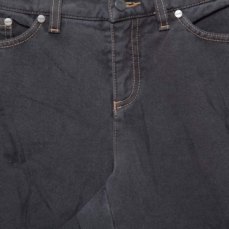 Pre Owned Alexander McQueen Vintage Dark Grey Sanded Denim Straight Leg Jeans S