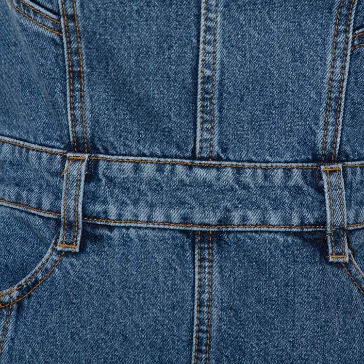 مملوكة مسبقًا Alexander McQueen Blue Denim Side Stripe Detail Flared Mini Dress S