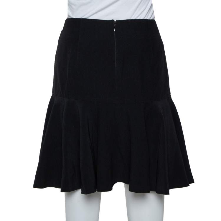 Pre Owned Alexander McQueen Black Crepe Skater Mini Skirt M