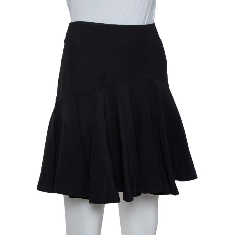 Pre Owned Alexander McQueen Black Crepe Skater Mini Skirt M