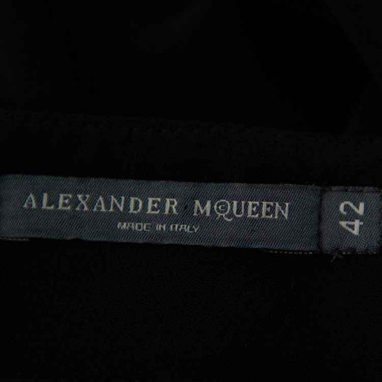 Pre Owned Alexander McQueen Black Crepe Skater Mini Skirt M