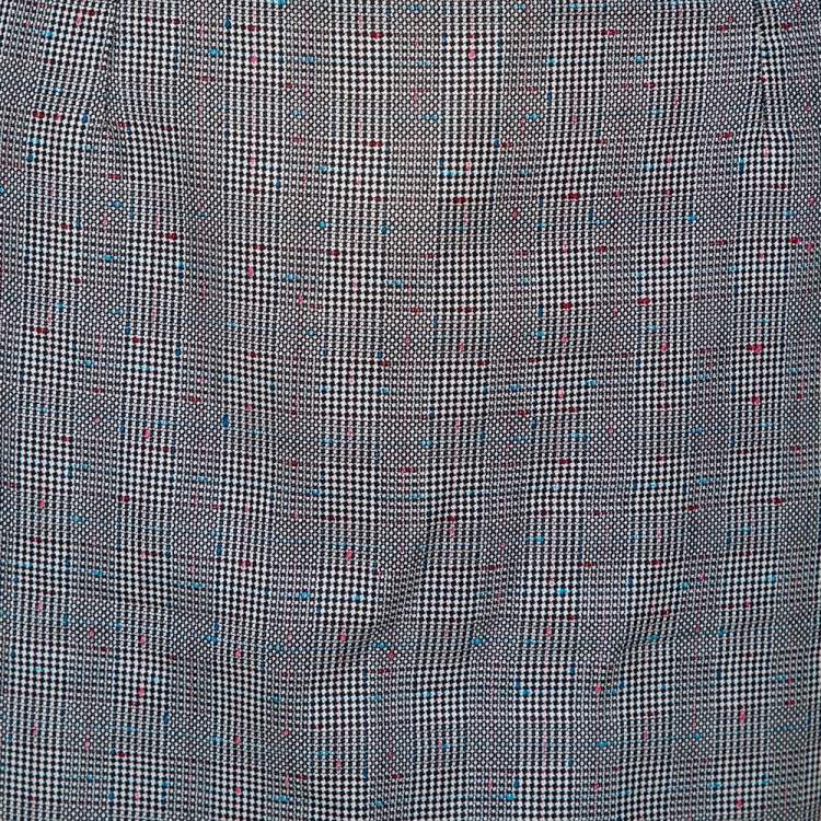 Pre Owned Alexander McQueen Grey Wool Prince of Wales Check Patterned Pencil Skirt M