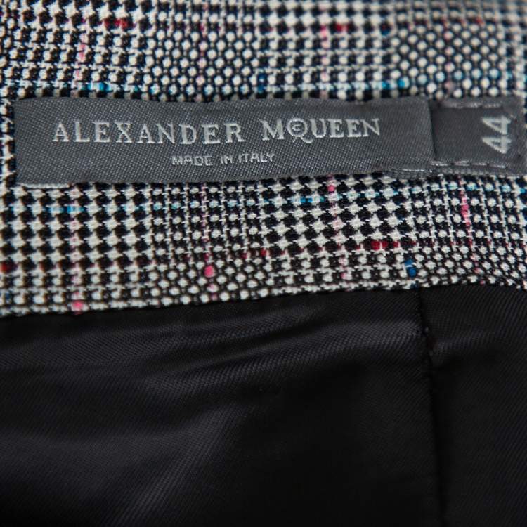 Pre Owned Alexander McQueen Grey Wool Prince of Wales Check Patterned Pencil Skirt M