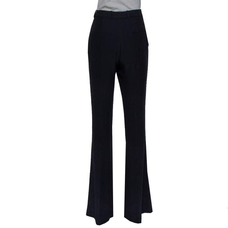 Pre Owned Alexander McQueen Black Crepe High Rise Flared Trousers M