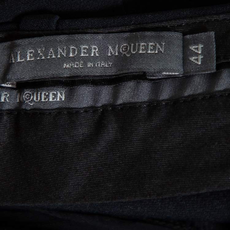 Pre Owned Alexander McQueen Black Crepe High Rise Flared Trousers M