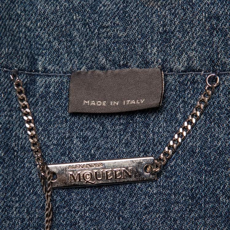 Pre Owned Alexander McQueen Blue Denim Cold Shoulder Jacket M