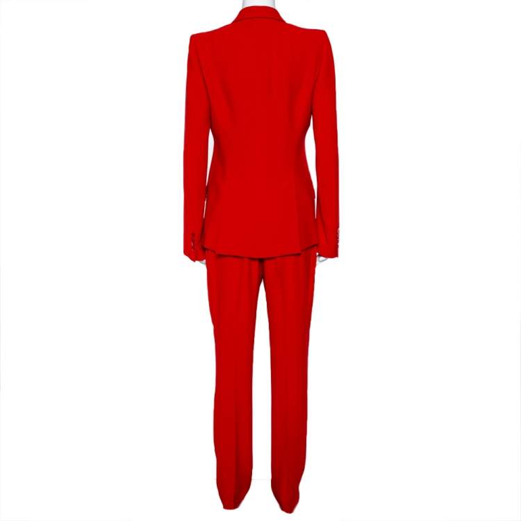 Pre Owned Alexander McQueen Red Crepe Suit M
