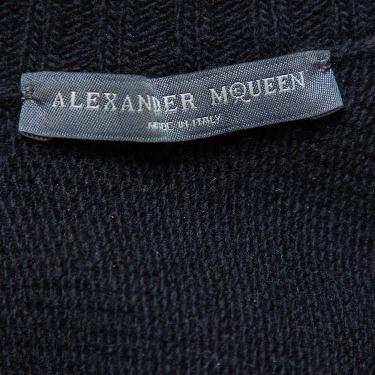 Pre Owned Alexander McQueen Black Knit & Lurex Mesh Maxi Dress M