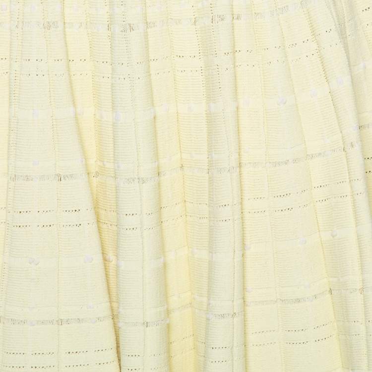 Pre Owned Alexander McQueen Yellow Knit Flared Off Shoulder Dress L