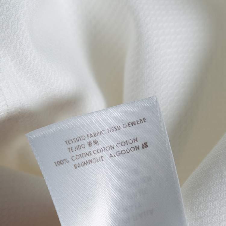 Pre Owned Alexander McQueen White Textured Cotton Asymmetric Hem Tuxedo Dress M