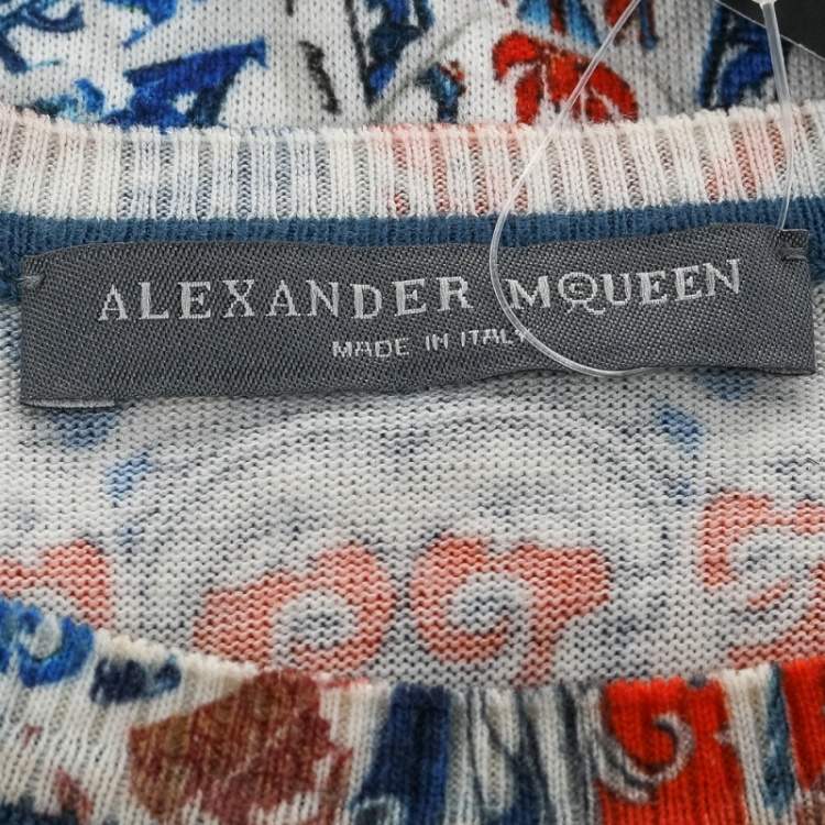 Pre Owned Alexander McQueen Multicolor Printed Wool Sheath Dress L