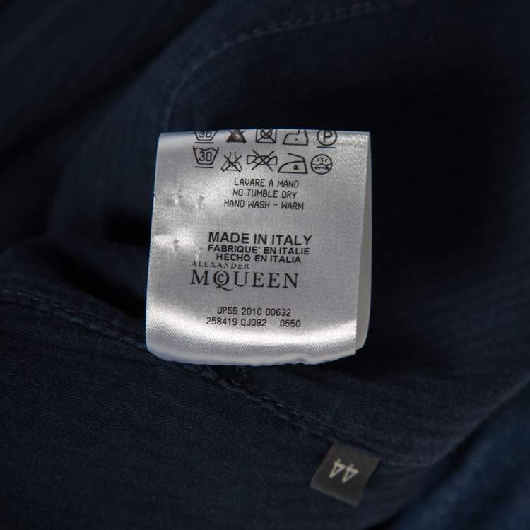 Pre Owned Alexander McQueen Blue Denim Diagonal Zipper Jacket M 