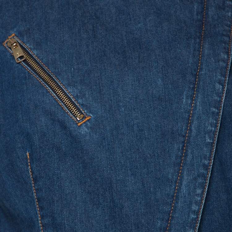 Pre Owned Alexander McQueen Blue Denim Diagonal Zipper Jacket M 
