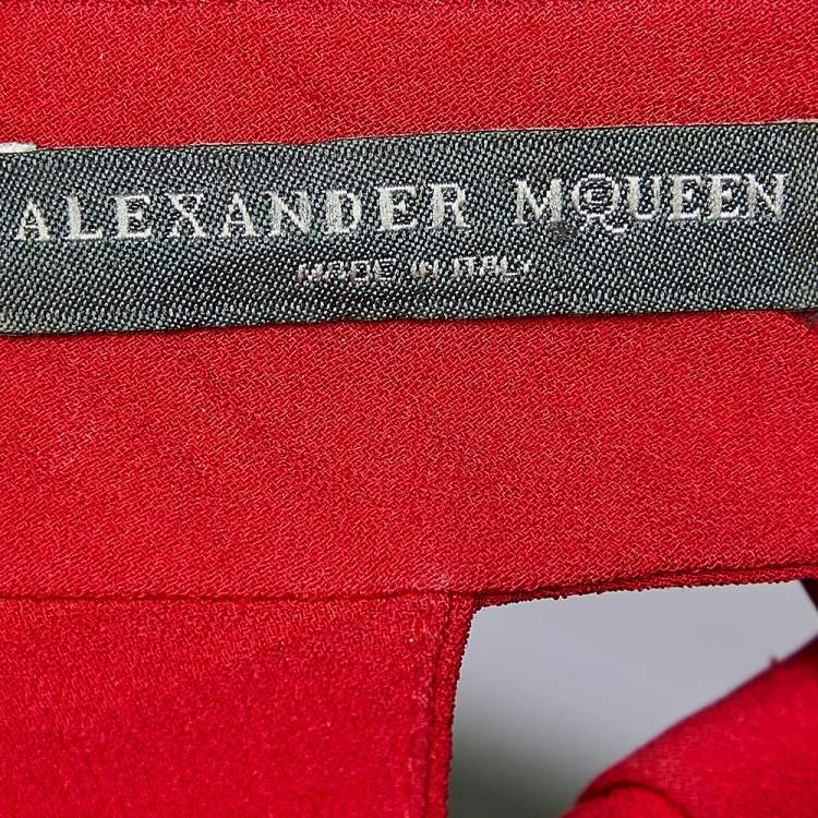 Pre Owned Alexander McQueen Red Crepe Draped Shoulder Halter Neck Gown S