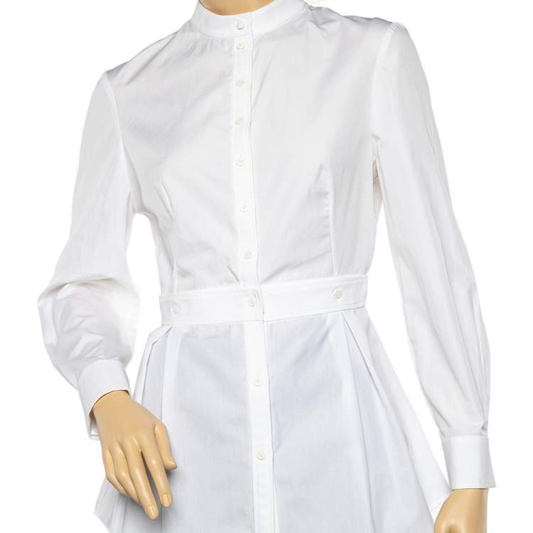 Pre Owned Alexander McQueen White Cotton Asymmetric Peplum Hem Detailed Shirt M