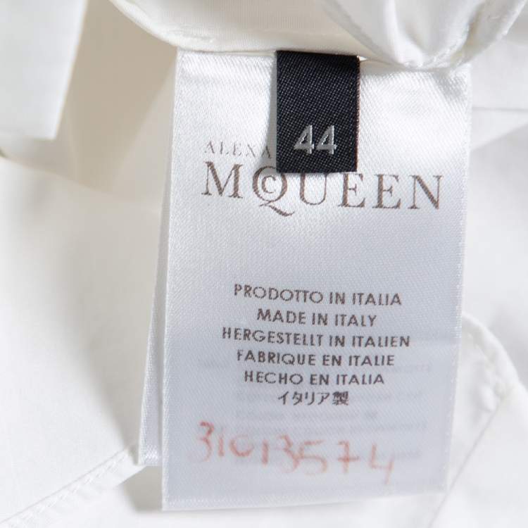 Pre Owned Alexander McQueen White Cotton Stud Detailed Button Front Shirt M